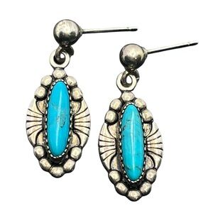 WCMO sterling silver Native American turquoise dangle earrings vintage NO backs